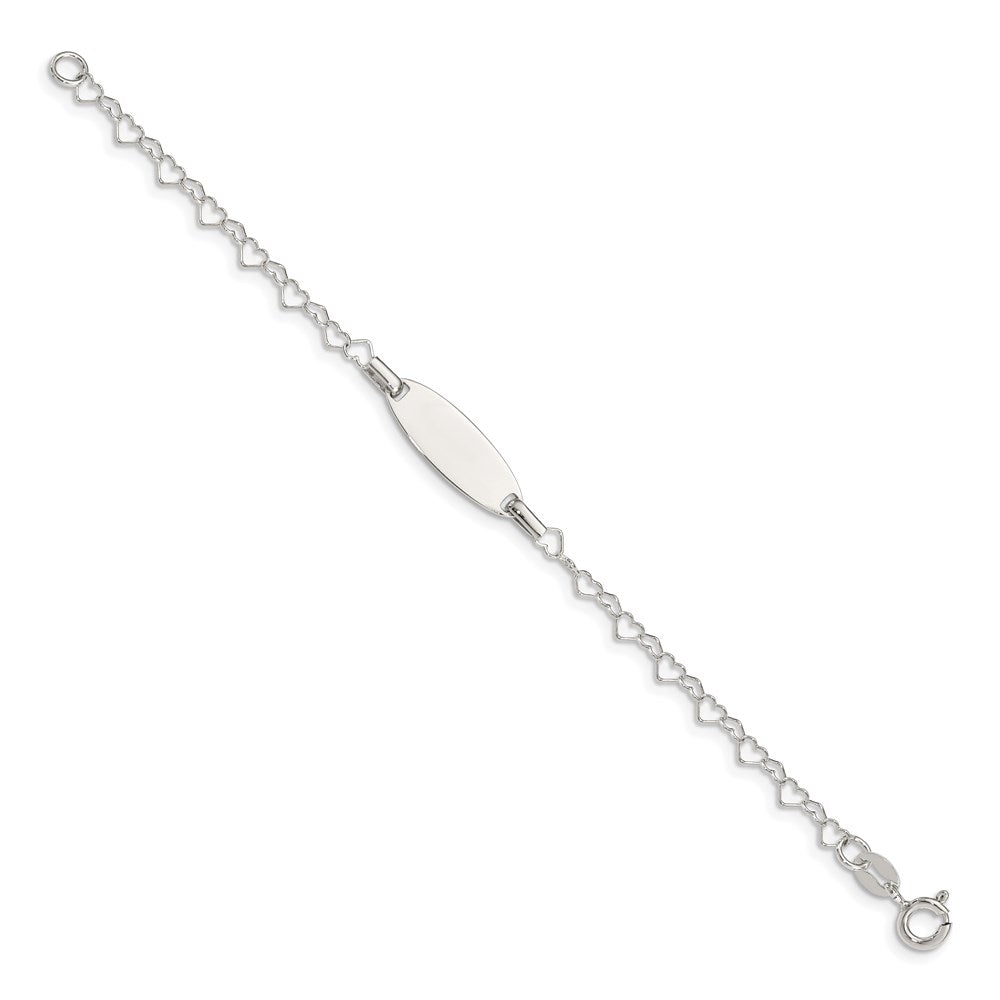 Sterling Silver Polished Engraveable Children's ID Heart Link Bracelet - Product Photo