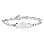Sterling Silver Polished Engraveable Children's ID Heart Link Bracelet - Product Photo