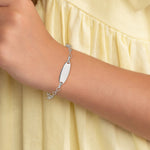 Sterling Silver Polished Engraveable Children's ID Heart Link Bracelet - Product Photo