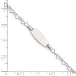 Sterling Silver Polished Engraveable Children's ID Heart Link Bracelet - Product Photo