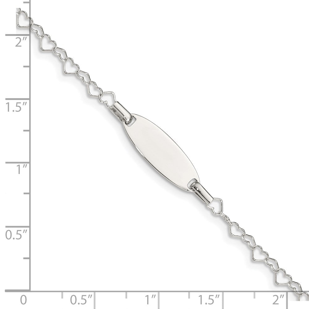 Sterling Silver Polished Engraveable Children's ID Heart Link Bracelet - Product Photo