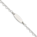 Sterling Silver Polished Engraveable Children's ID Heart Link Bracelet - Product Photo