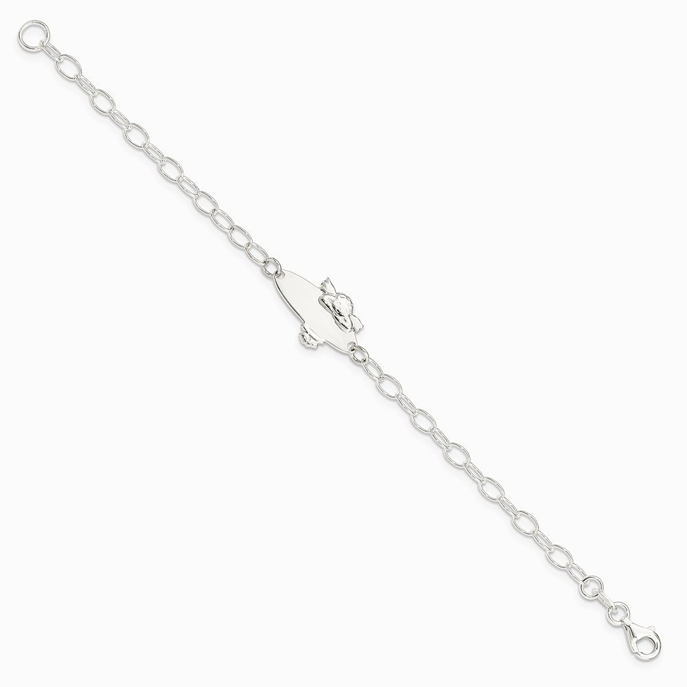Sterling Silver Polished Angel Baby Engraveable ID Bracelet - Product Photo