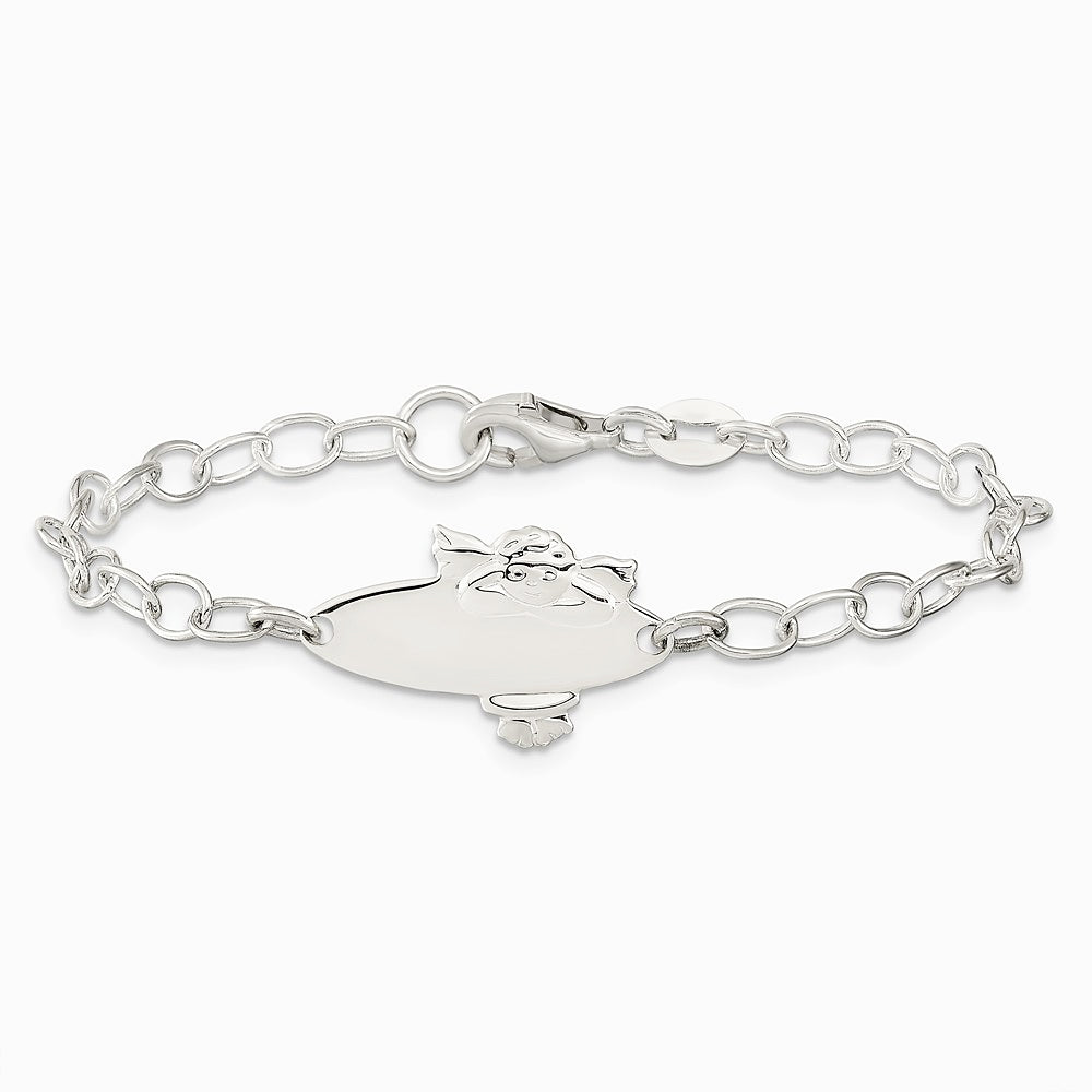 Sterling Silver Polished Angel Baby Engraveable ID Bracelet - Product Photo