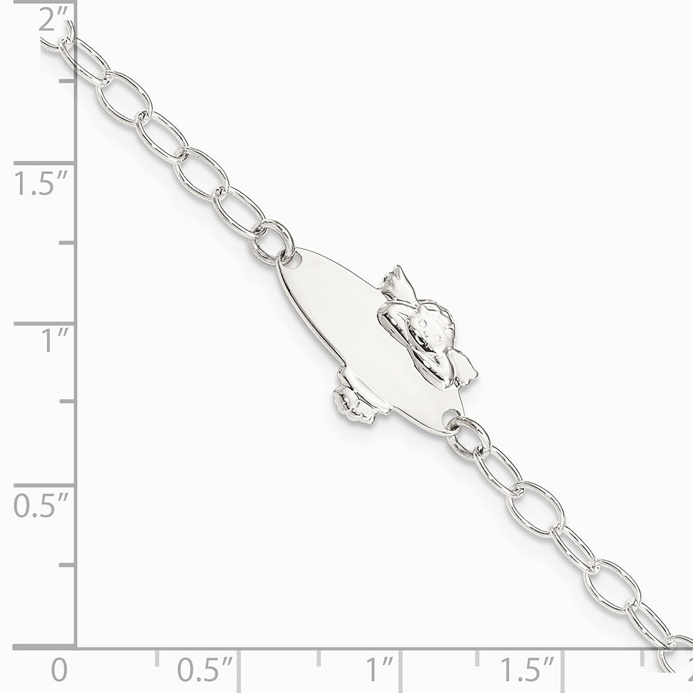 Sterling Silver Polished Angel Baby Engraveable ID Bracelet - Product Photo