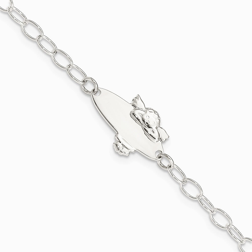 Sterling Silver Polished Angel Baby Engraveable ID Bracelet - Product Photo
