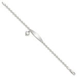 Sterling Silver Polished Rolo Link ID Heart Dangle Bracelet - Product Photo