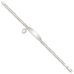 Sterling Silver ID with Heart Figaro Link Bracelet - Product Photo