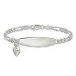 Sterling Silver ID with Heart Figaro Link Bracelet - Product Photo