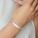 Sterling Silver ID with Heart Figaro Link Bracelet - Product Photo