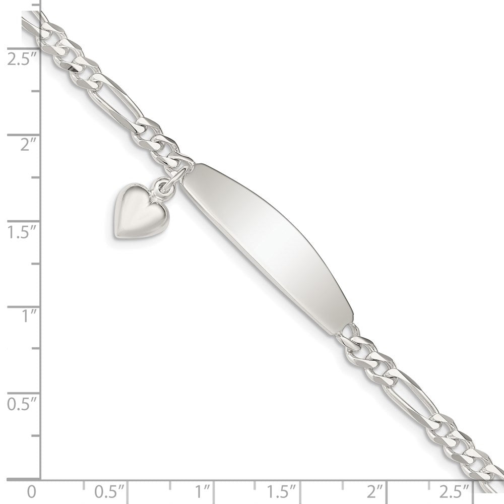Sterling Silver ID with Heart Figaro Link Bracelet - Product Photo