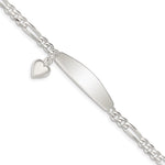 Sterling Silver ID with Heart Figaro Link Bracelet - Product Photo