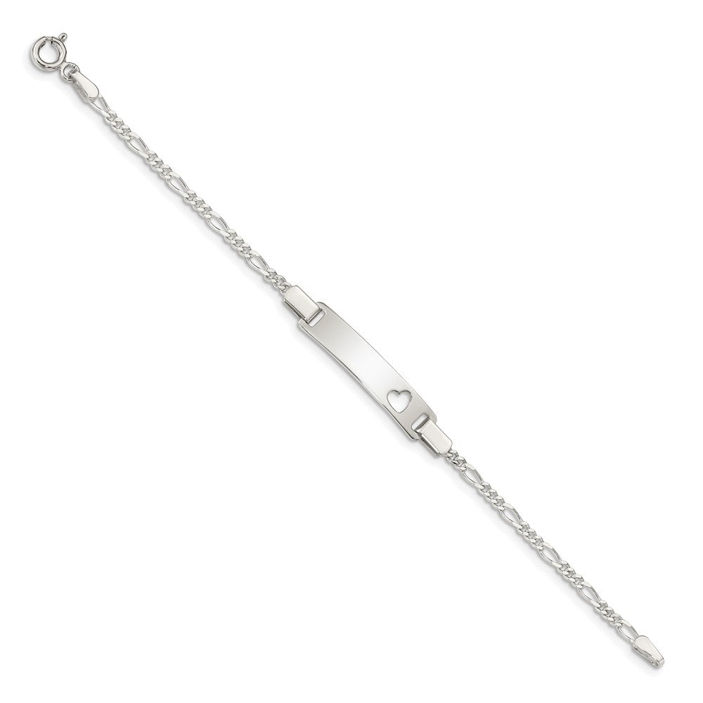 Sterling Silver Baby ID with Cut-out Heart Bracelet - Product Photo