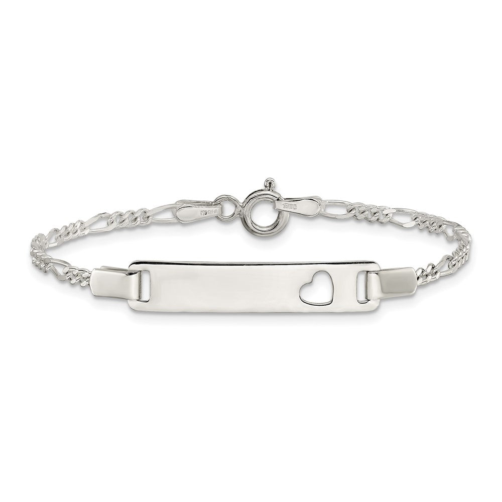 Sterling Silver Baby ID with Cut-out Heart Bracelet - Product Photo