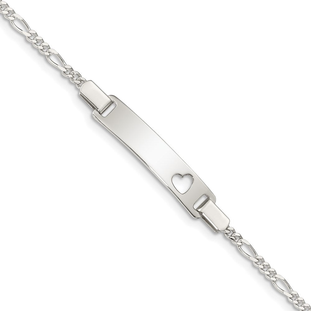 Sterling Silver Baby ID with Cut-out Heart Bracelet - Product Photo