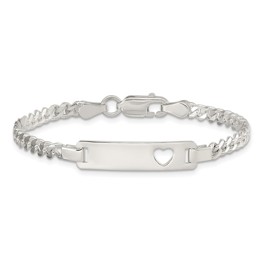 Sterling Silver Baby ID with Cut-out Heart Bracelet - Product Photo