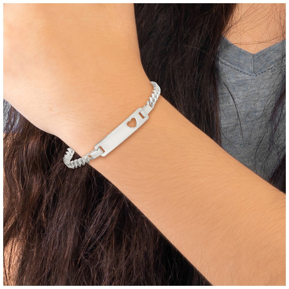 Sterling Silver Baby ID with Cut-out Heart Bracelet - Product Photo
