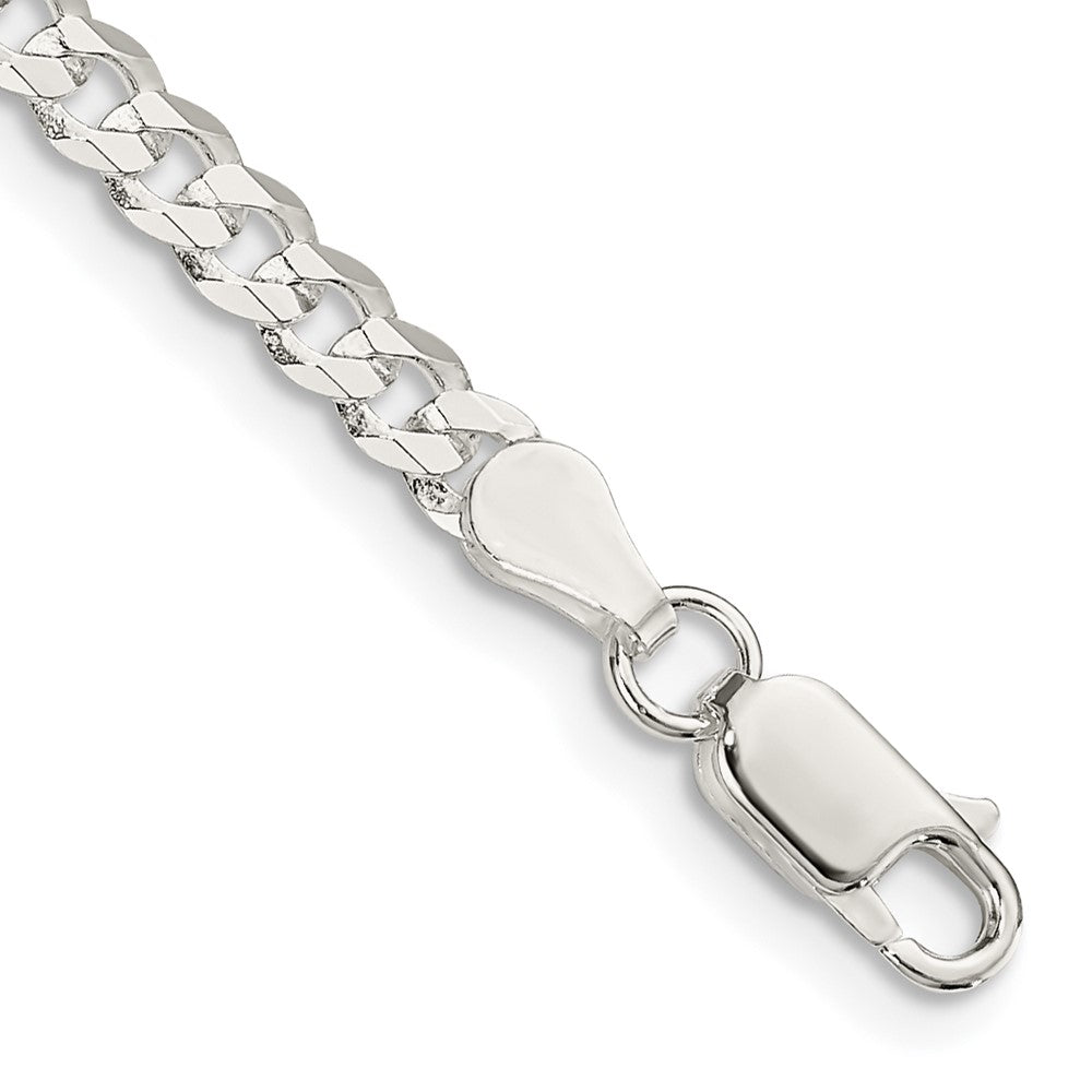 Sterling Silver 3.8mm Flat Curb Chain Bracelet 7"-9" - Product Photo