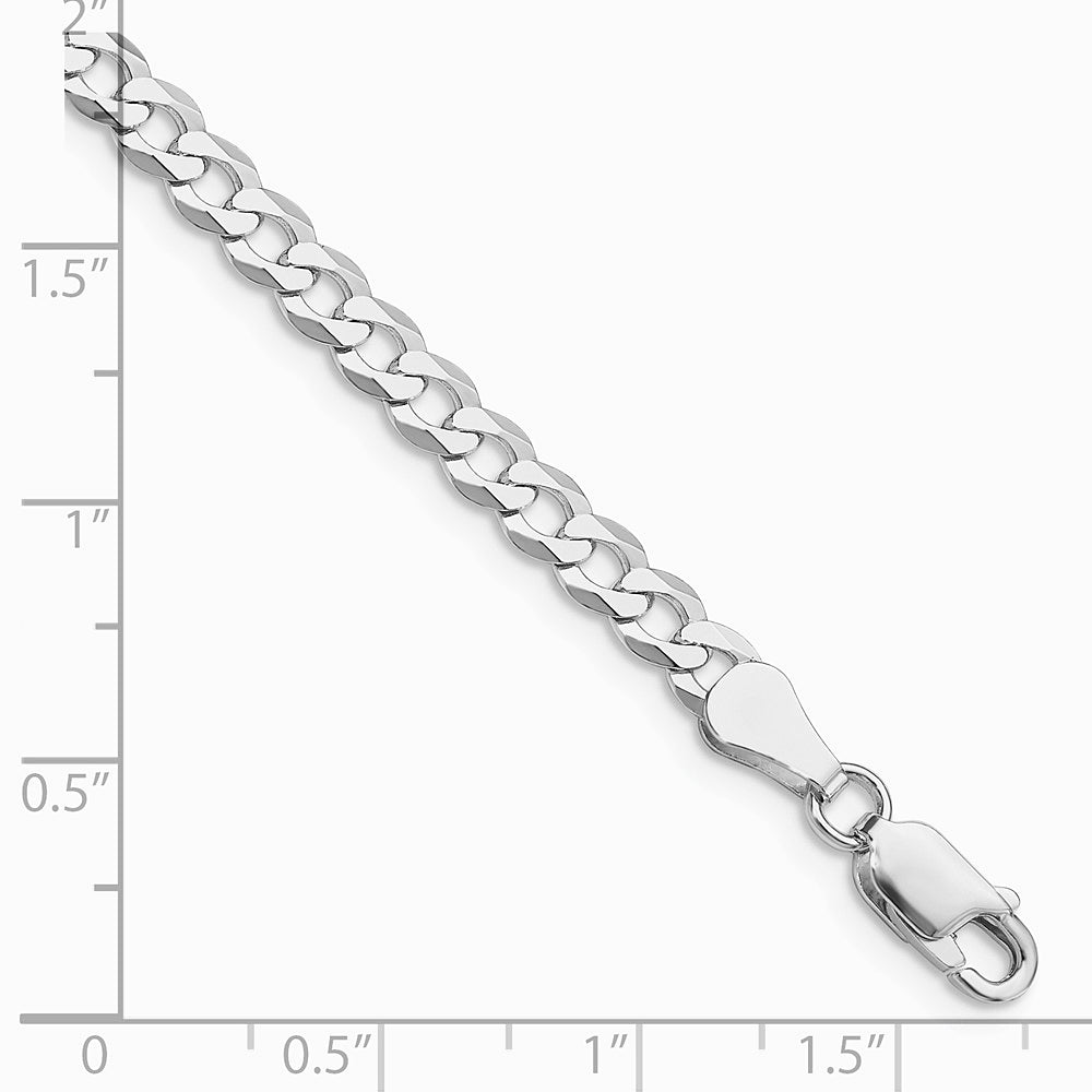 Sterling Silver Rhodium-plated 4.7mm Flat Curb Chain Bracelet 7"-10" - Product Photo