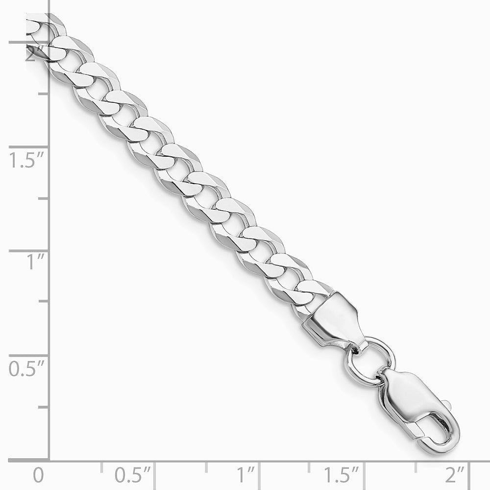 Sterling Silver Rhodium-plated 5.75mm Flat Curb Chain Bracelet 7"-10" - Product Photo