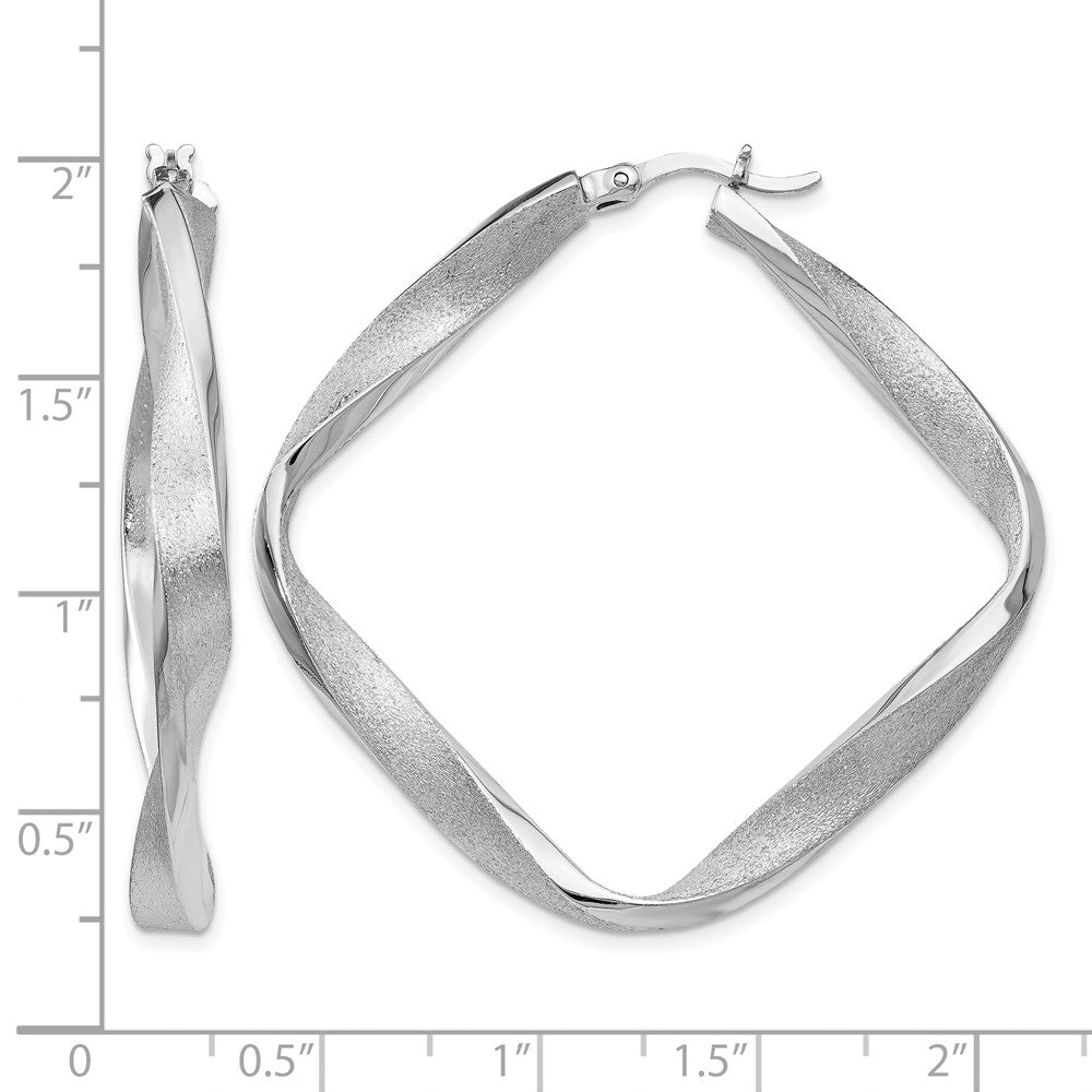 Leslie's Sterling Silver RH-plated Radiant Essence Twisted Hoop Earrings - Product Photo