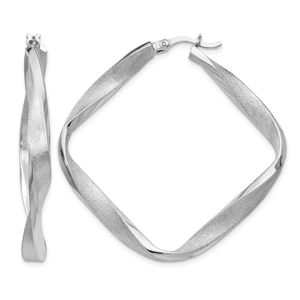 Leslie's Sterling Silver RH-plated Radiant Essence Twisted Hoop Earrings - Product Photo