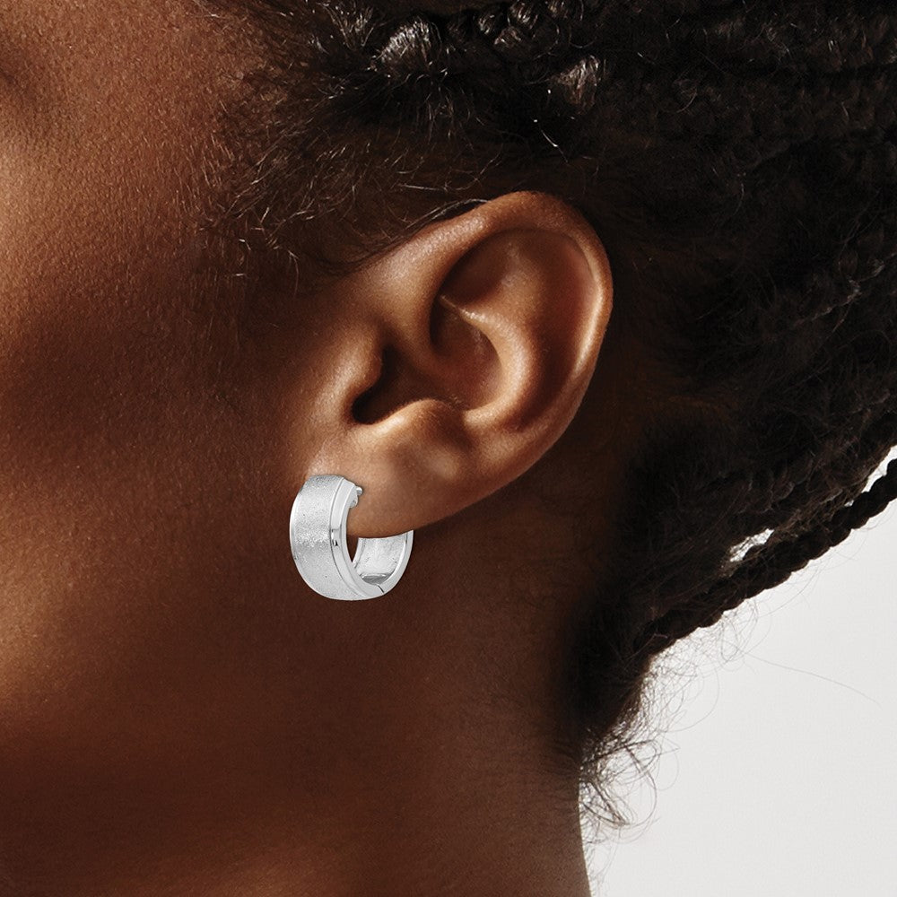 Leslie's Sterling Silver RH-plated Radiant Essence Hoop Earrings - Product Photo