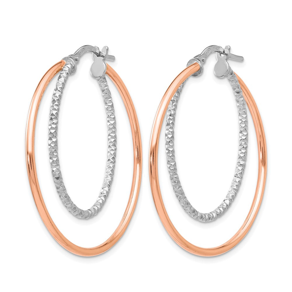 Leslie's Sterling Silver Rose-tone D/C Hoop Earrings - Product Photo