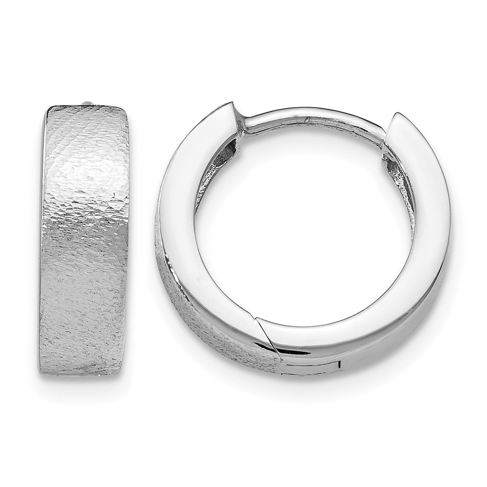Sterling Silver RH-plated Radiant Essence Textured Huggie Hoop Earrings