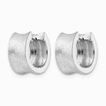 Sterling Silver Rhodium-plated Diamond-Cut Brushed Huggie Hoop Earrings - Product Photo