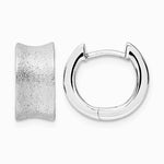 Sterling Silver Rhodium-plated Diamond-Cut Brushed Huggie Hoop Earrings - Product Photo