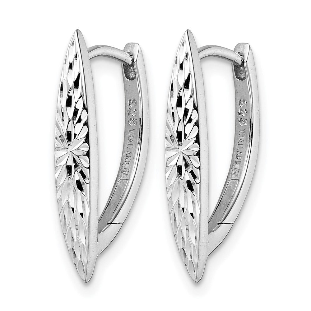 Sterling Silver Rhodium-plated Diamond-Cut Hoop Earrings