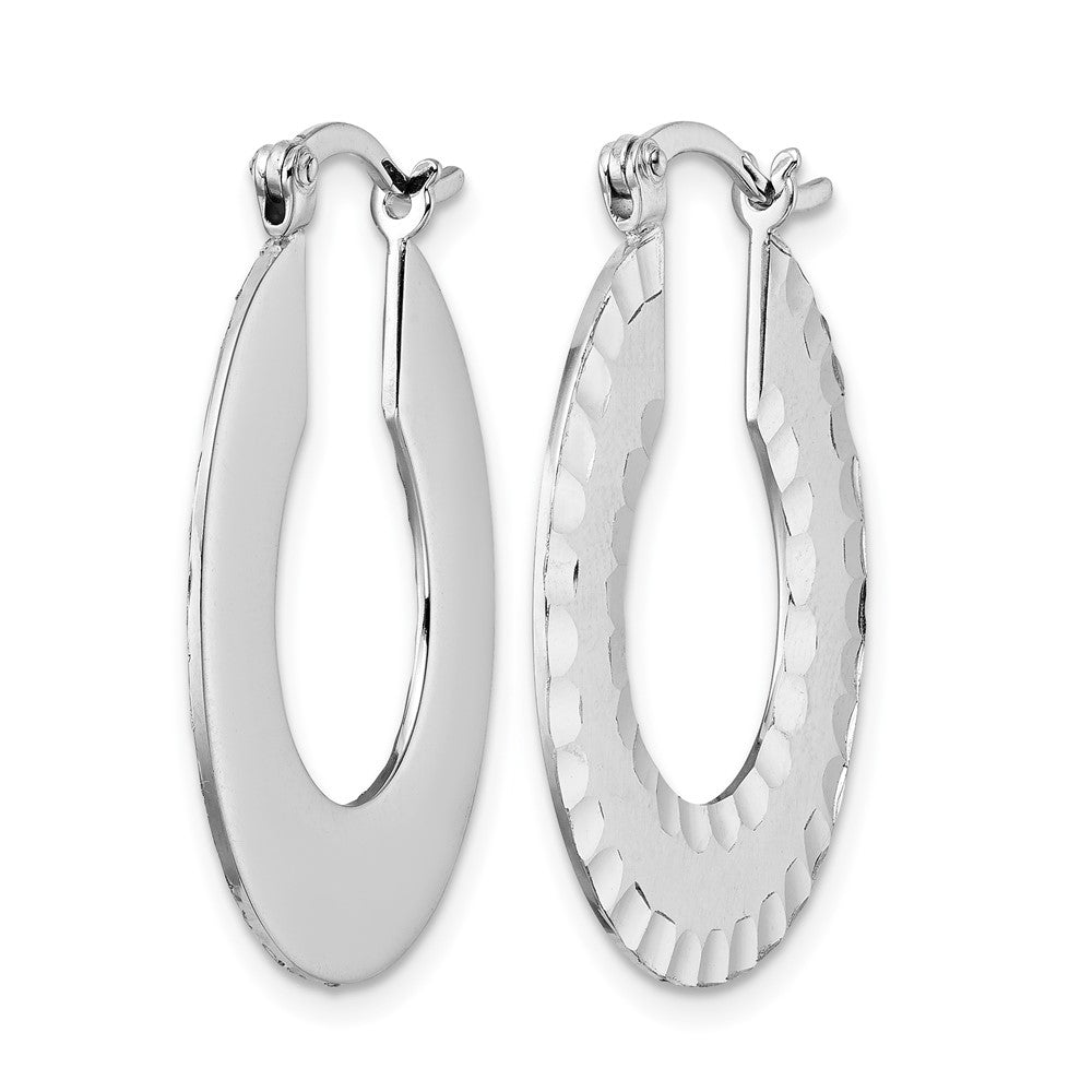 Leslie's Radiant Essence SS Rhod-plated Brushed D/C Hoop Earrings - Product Photo