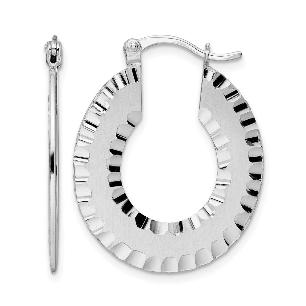 Leslie's Radiant Essence SS Rhod-plated Brushed D/C Hoop Earrings - Product Photo