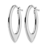 Leslie's Sterling Silver Rhod-plated Polished Oval Hoop Earrings - Product Photo