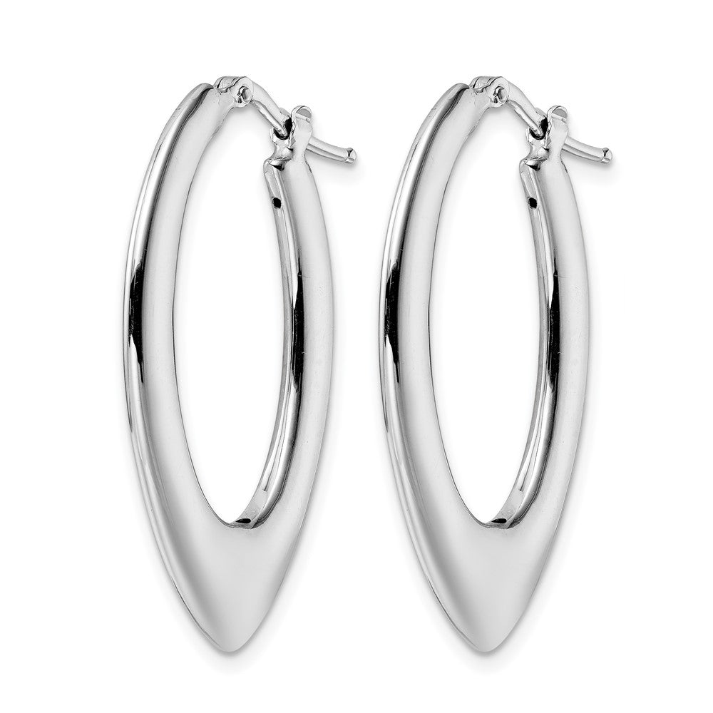 Leslie's Sterling Silver Rhod-plated Polished Oval Hoop Earrings - Product Photo