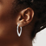 Leslie's Sterling Silver Rhod-plated Polished Oval Hoop Earrings - Product Photo
