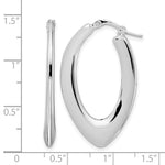 Leslie's Sterling Silver Rhod-plated Polished Oval Hoop Earrings - Product Photo