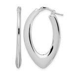 Leslie's Sterling Silver Rhod-plated Polished Oval Hoop Earrings - Product Photo