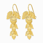 Sterling Silver Gold-plated Etched Leaves Dangle Earrings - Product Photo