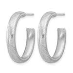 Leslie's Sterling Silver Rhodium-plated Brushed J-Hoop Post Earrings - Product Photo