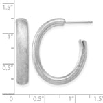 Leslie's Sterling Silver Rhodium-plated Brushed J-Hoop Post Earrings - Product Photo