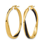 Leslie's Sterling Silver Gold-tone with Black Enamel Hoop Earrings - Product Photo