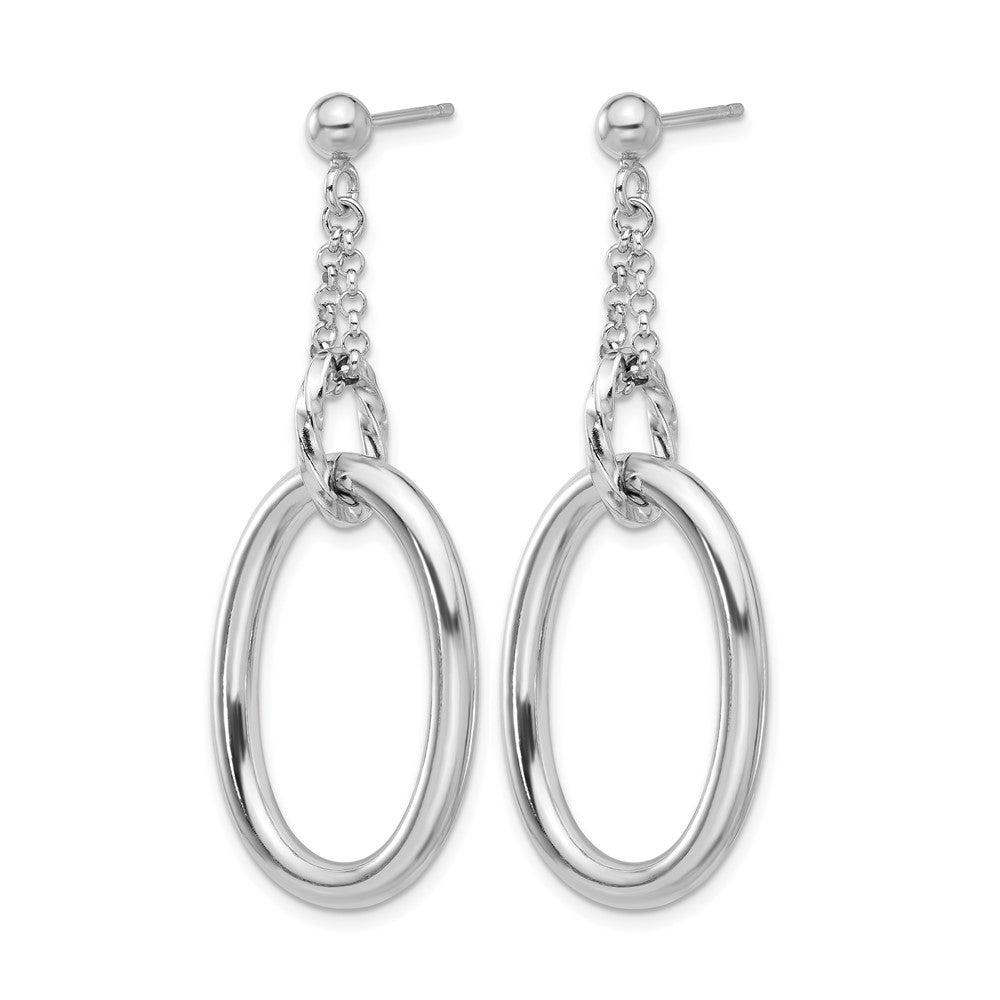 Leslie's Sterling Silver Rh-plated Oval Post Dangle Earrings - Product Photo