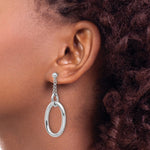 Leslie's Sterling Silver Rh-plated Oval Post Dangle Earrings - Product Photo
