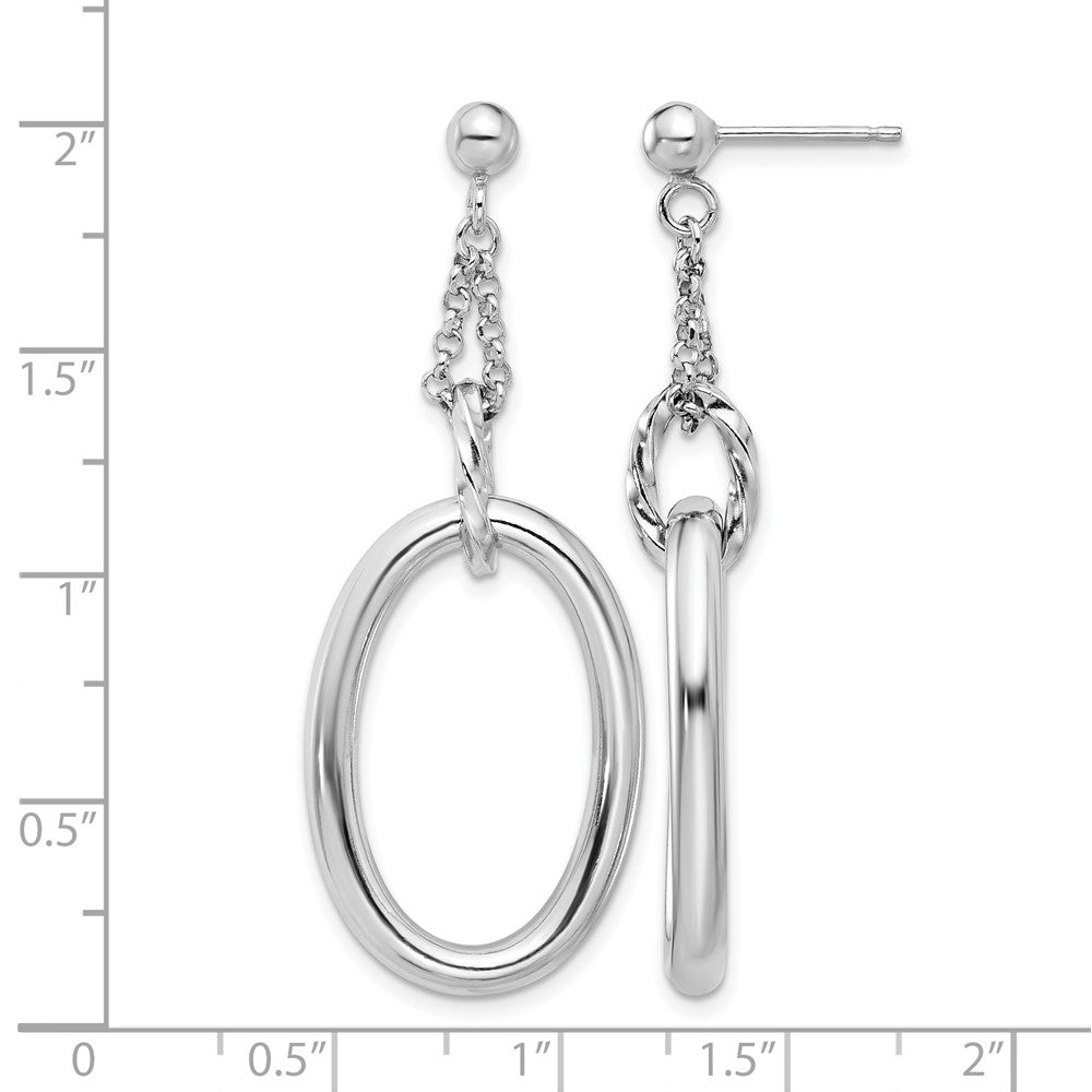 Leslie's Sterling Silver Rh-plated Oval Post Dangle Earrings - Product Photo