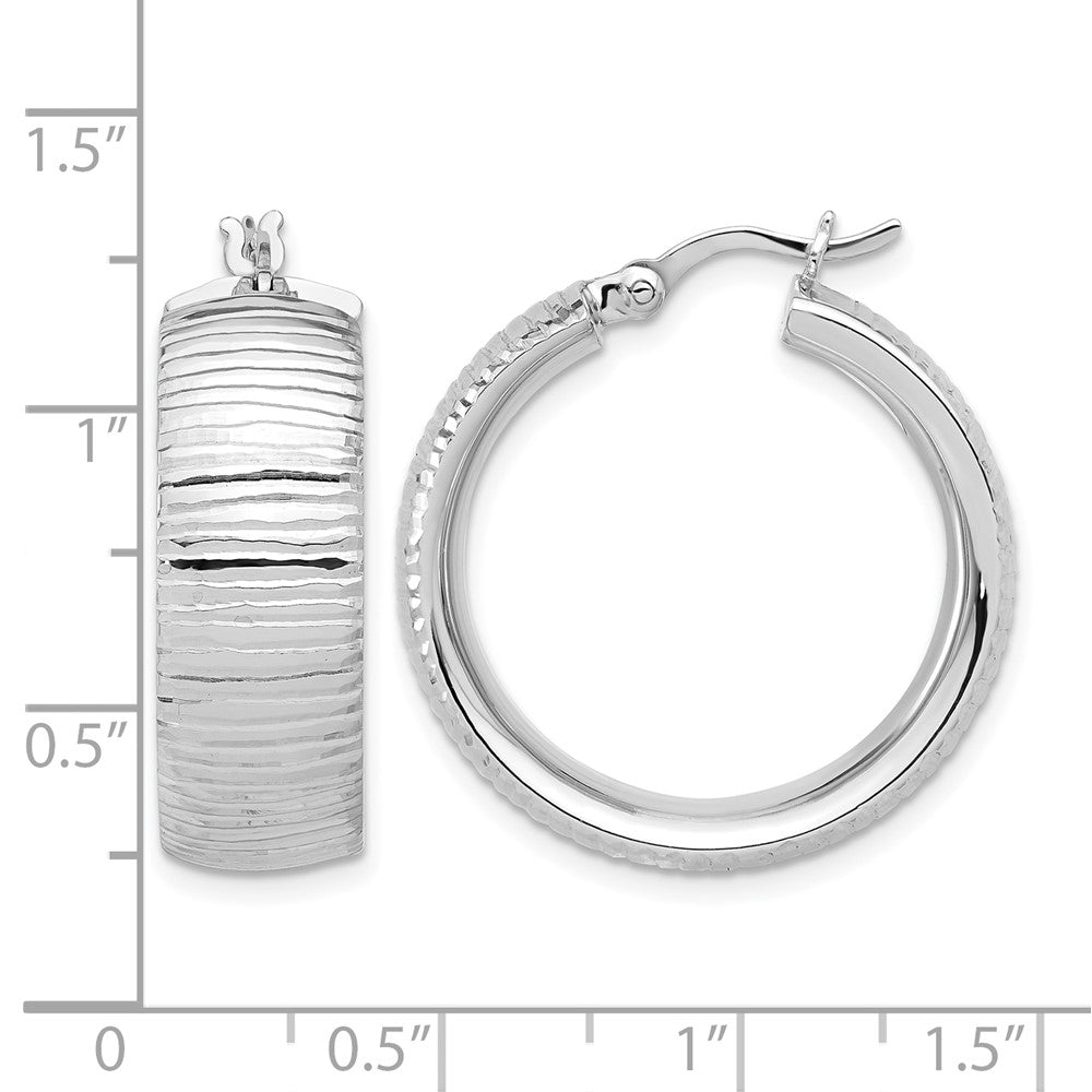 Leslie's Sterling Silver Rhodium-plated and D/C Hoop Earrings - Product Photo