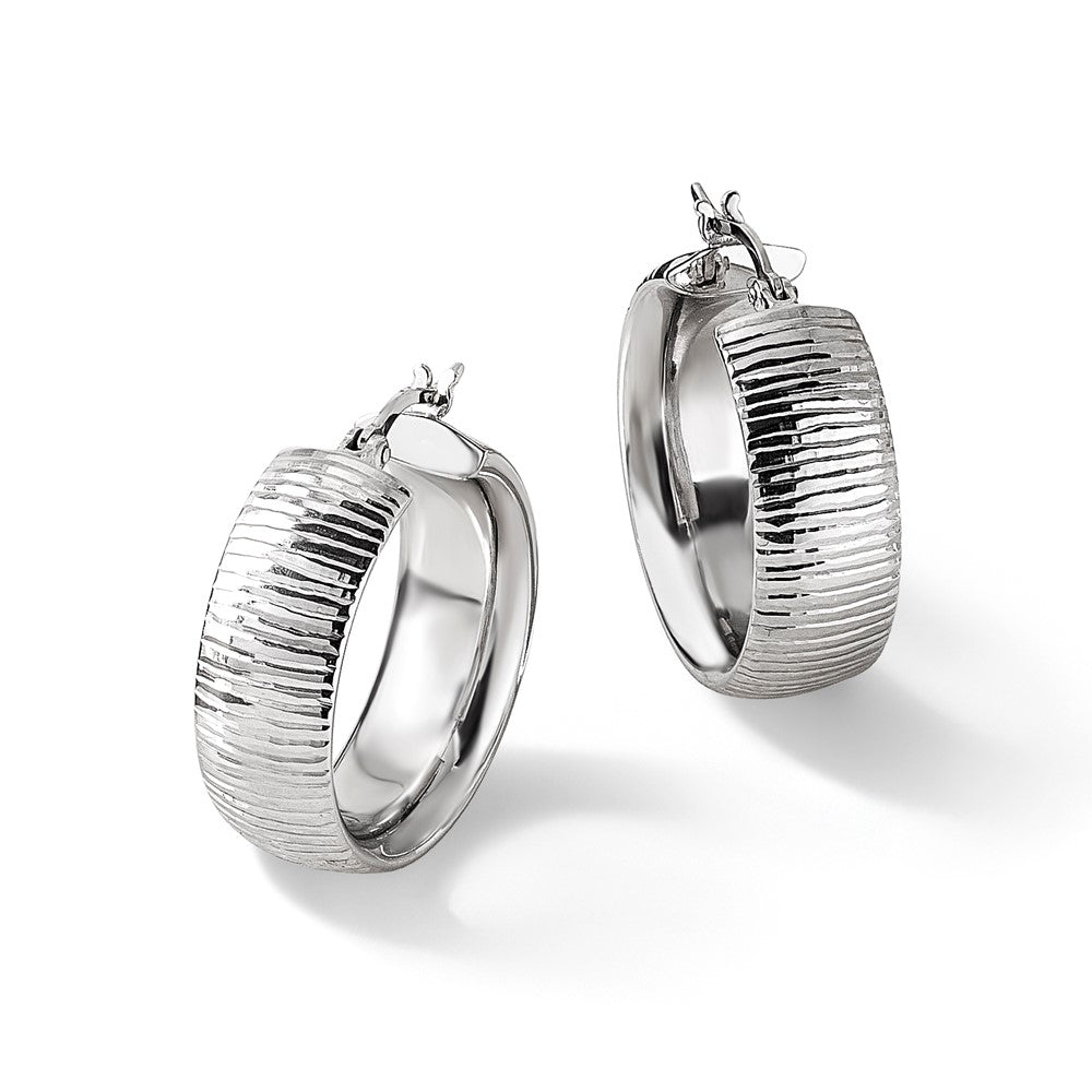 Leslie's Sterling Silver Rhodium-plated and D/C Hoop Earrings - Product Photo