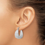 Leslie's Sterling Silver Rhodium-plated Textured Hoop Earrings - Product Photo