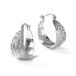 Leslie's Sterling Silver Rhodium-plated Textured Hoop Earrings - Product Photo
